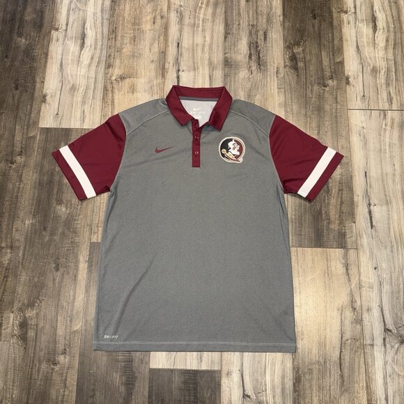 Florida State Seminoles Shirt Mens L Maroon NCAA Football Nike Dri Fit Polo - Picture 1 of 5